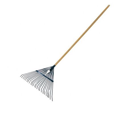 Rake à feuilles en acier avec poignée en bois de 1,2 M Élimine efficacement les feuilles et les débris