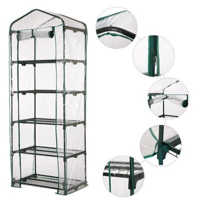 Maison de jardinage en PVC de niveau 5 avec cadre en tubes en acier Dia 16 mm et design de serre en vinyle