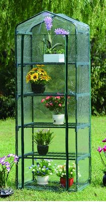 Maison de jardinage en PVC de niveau 5 avec cadre en tubes en acier Dia 16 mm et design de serre en vinyle