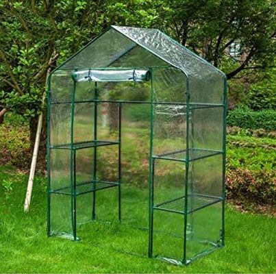 Maison de jardinage en PVC de niveau 5 avec cadre en tubes en acier Dia 16 mm et design de serre en vinyle
